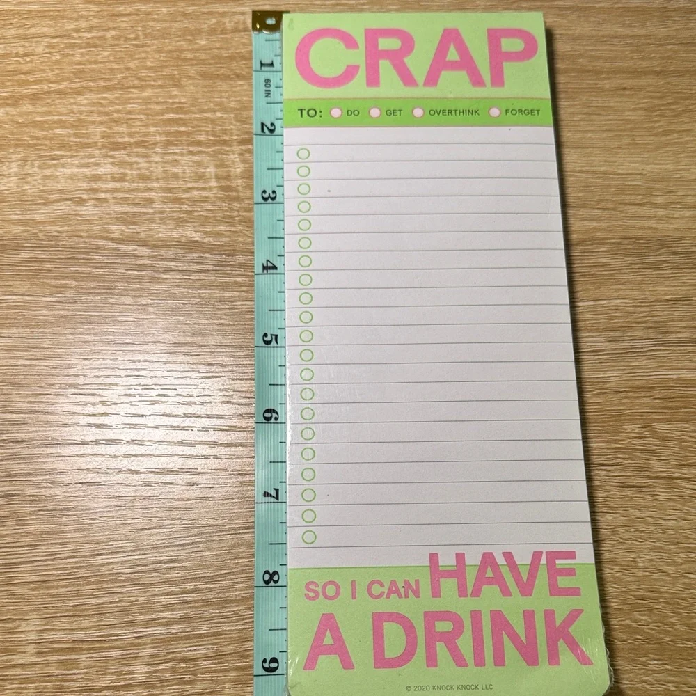 NWT- KNOCK KNOCK Make a List Pad • Notepad Pink and Green Funny